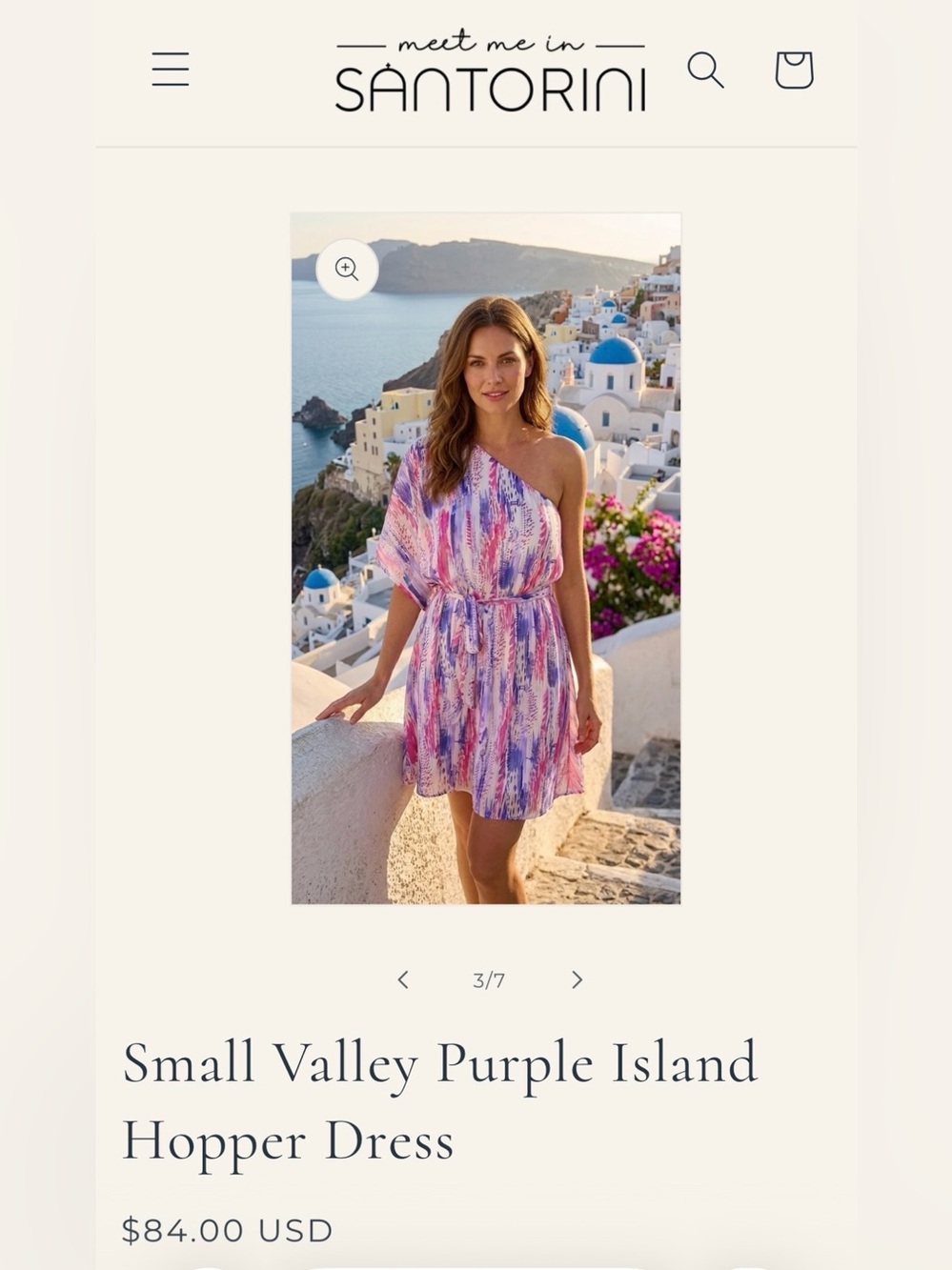 Meet Me In Santorini Valley Purple Island One-Shoulder Dress Size Small NWT